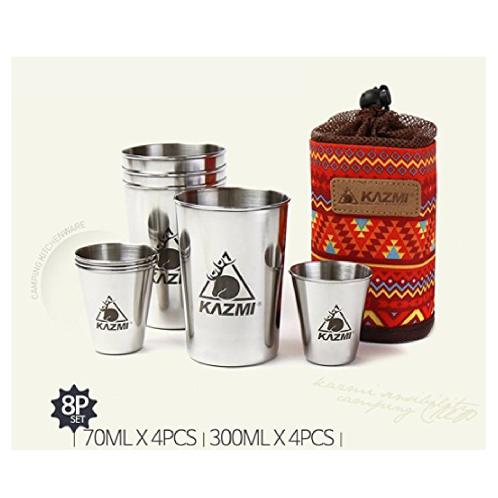 [KAZMI] Stainless Steel Camping Cup 8Pcs SET